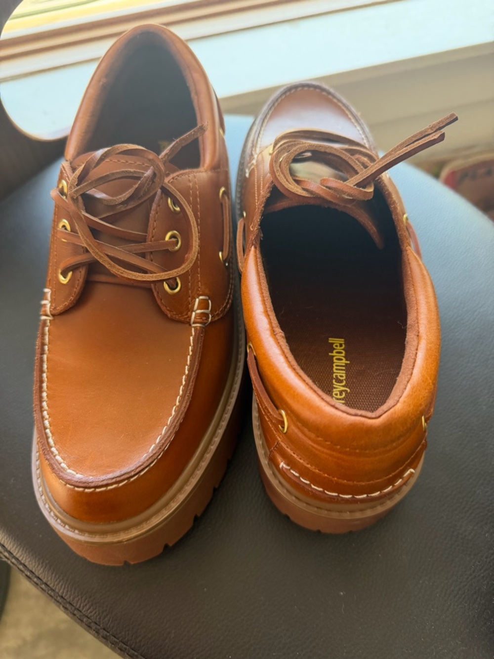 Jeffrey Campbell:  Brown Leather Lug-Soled Boat Shoes - NBW - Picture 6 of 11